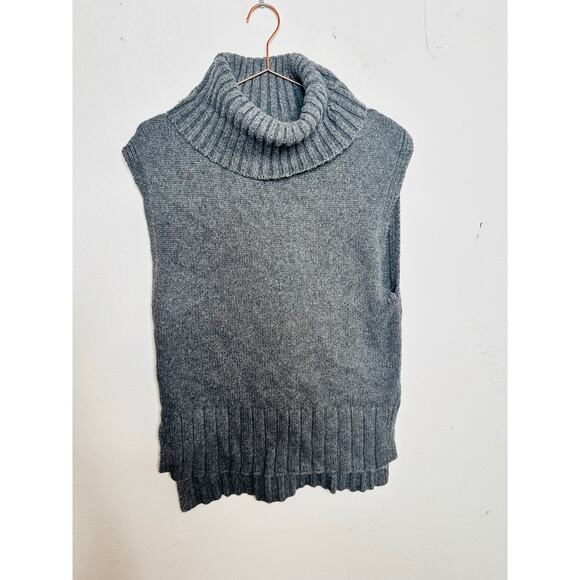 GREY Gray Sleeveless Turtleneck Wool Alpaca Blend  Loose Fitting Sweater sz XL - Picture 1 of 7
